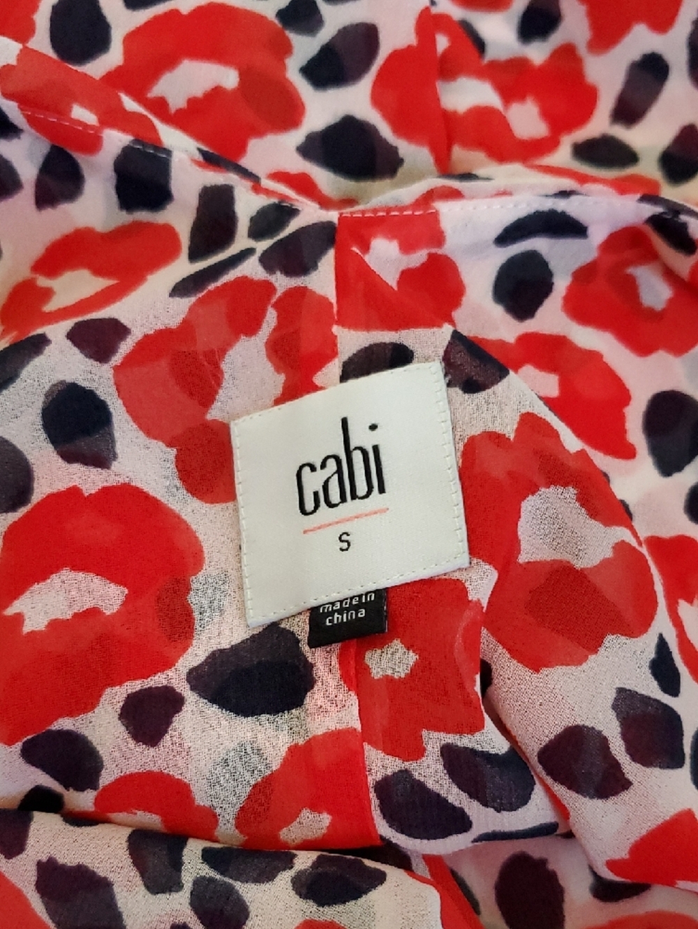 CAbi Red and Black Floral Print Top - Picture 4 of 6